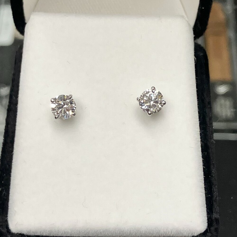 Lab Created White Gold Diamond Stud Earrings